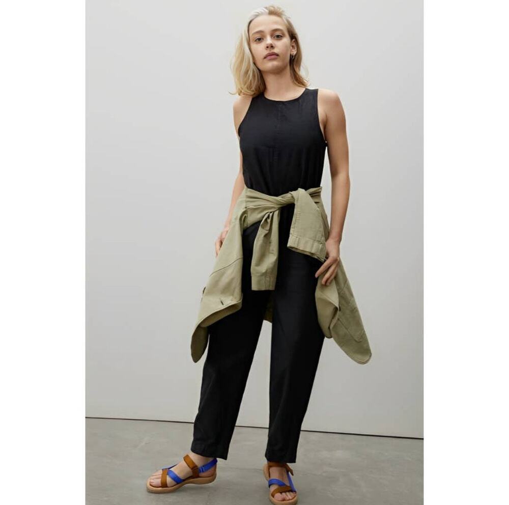Everlane The Fatigue Barrel Jumpsuit Sleveless Crop Wide Leg Black Women 0 NWT